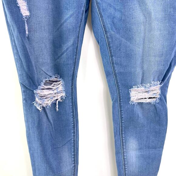 SIMPLY BE DENIM Blue Distressed Shape Sculpt Skinny Jeans - Picture 11 of 14